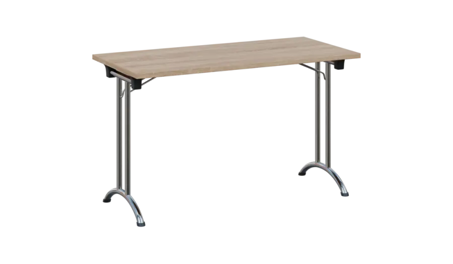 SLC 125 chrom skládací jednací stůl 1250x600, deska 25 mm, podnož chrom, deska dub bardolino